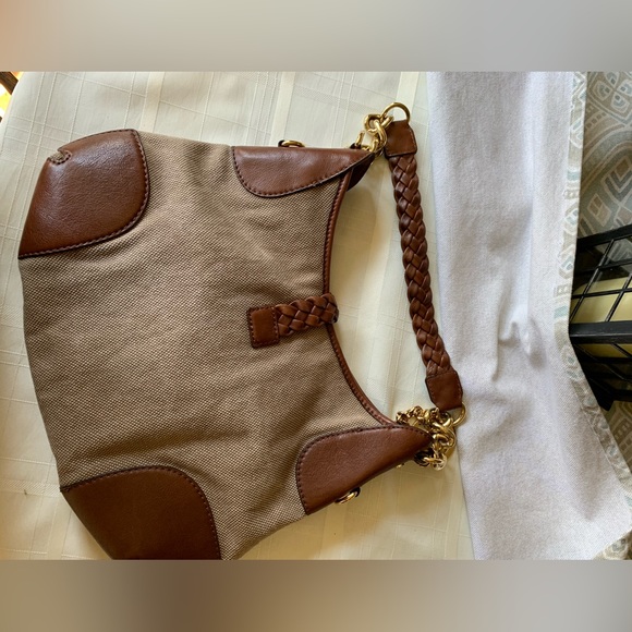 Authentic Michael Kors canvas /hemp purse with leather trim. - Picture 2 of 10